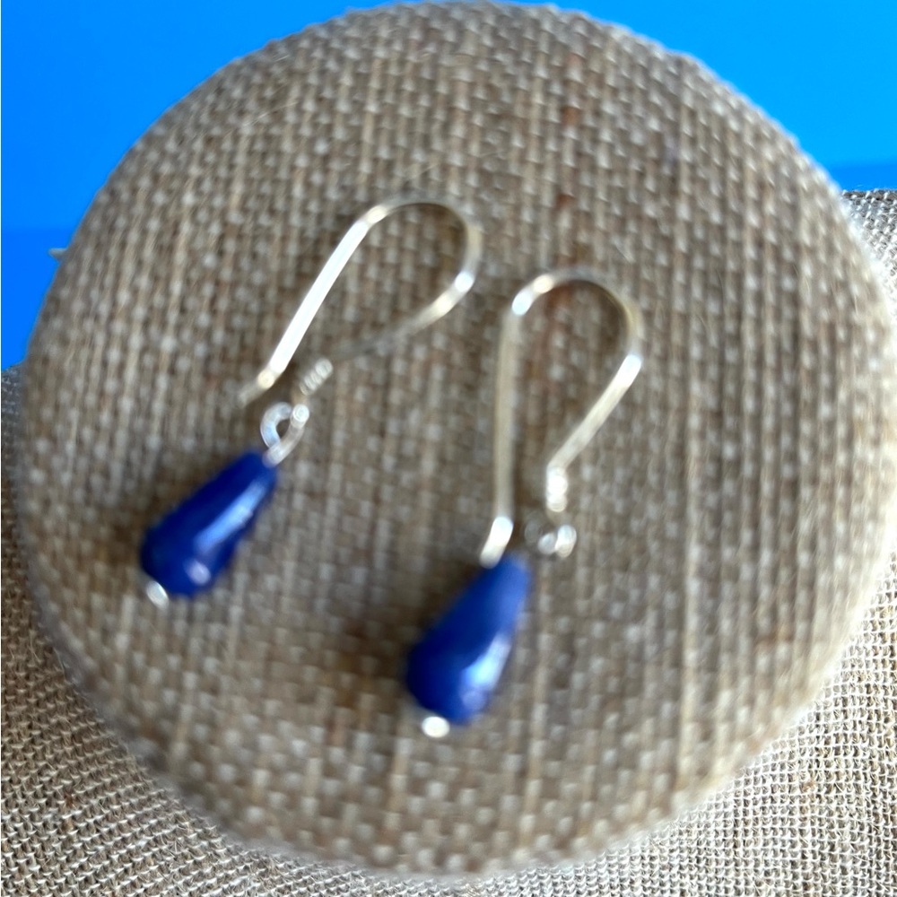 Lapizlazuli and Sterling Silver 950 Earrings Handmade from Peru. New